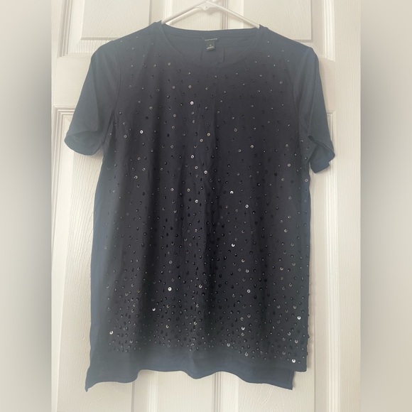 Ann Taylor Navy Sequin Short Sleeve Top - Picture 6 of 6